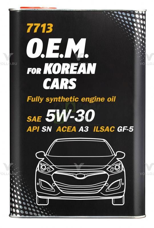 Моторное масло Mannol O.E.M. For Korean Cars Metal 7713-4 5W30 4 л