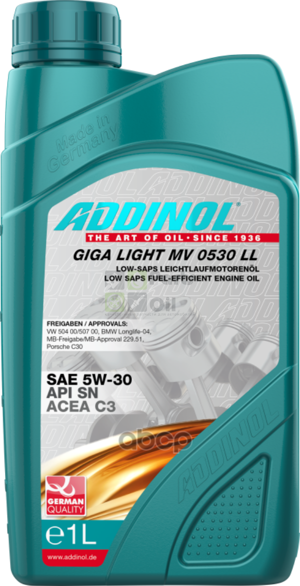 ADDINOL Моторное масло Синт.Gigalight Mv 0530 Ll 5W-30, 1л