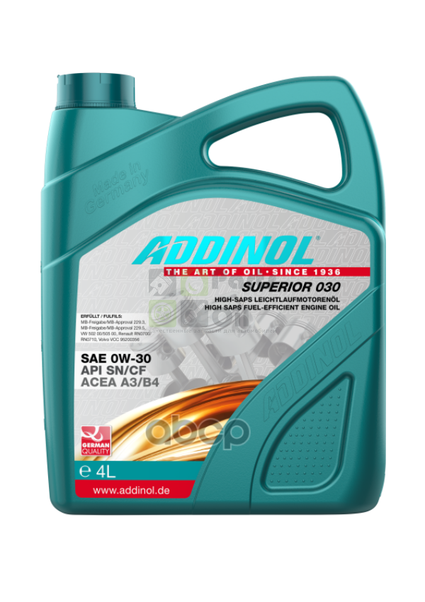 ADDINOL Масло Мотор. Синт. Addinol Superior 030, 0W-30, 4л