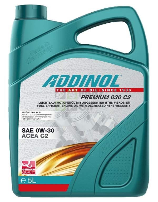 Масло Мотор. Синт. Addinol Premium 030 C2, 0W-30, 5л ADDINOL 4014766242846