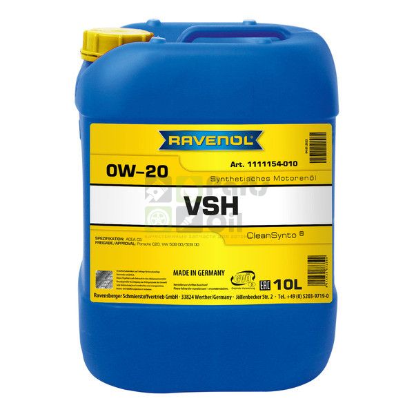 Моторное масло RAVENOL VSH SAE 0W-20 10л
