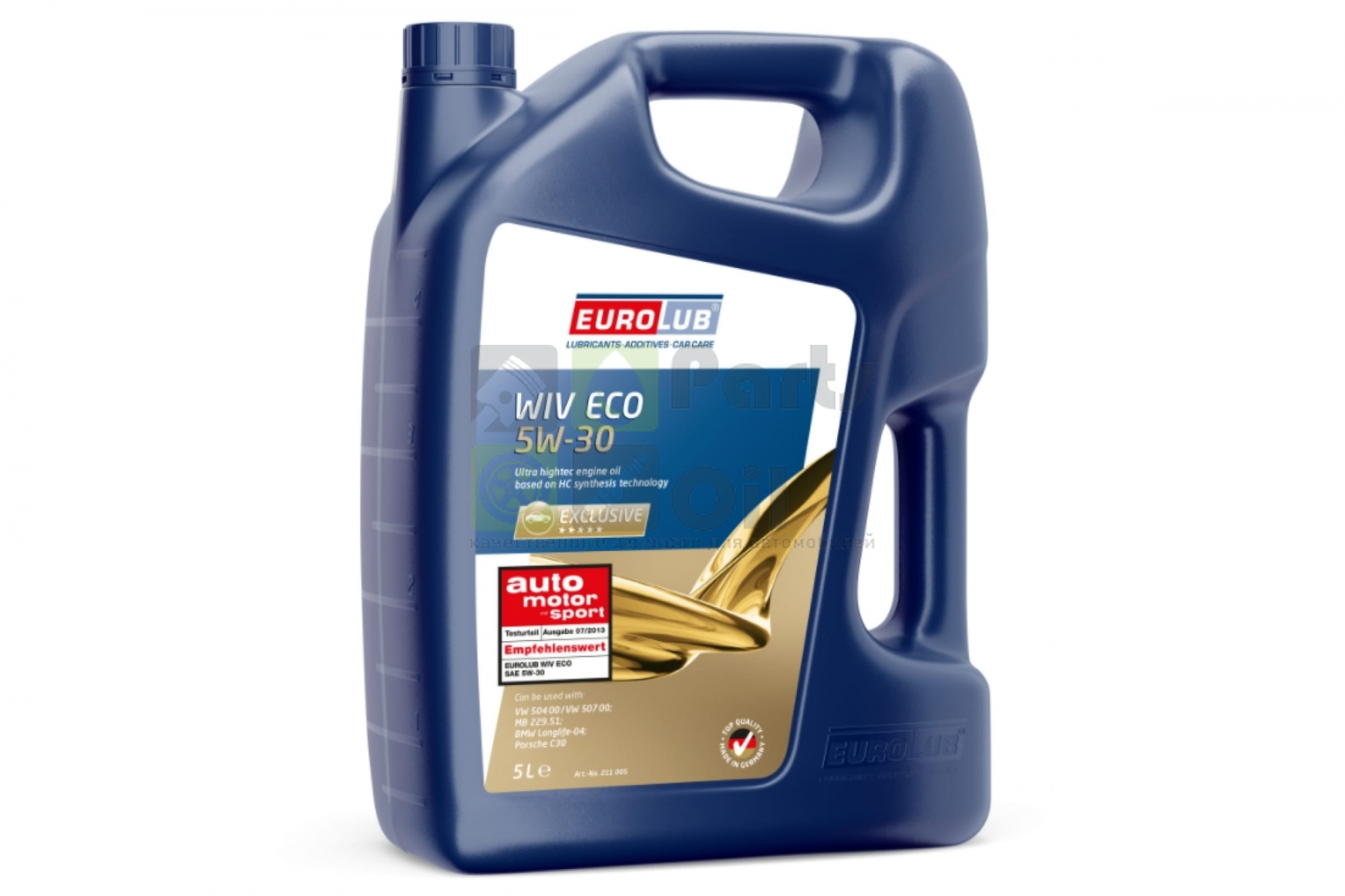 Масло EUROLUB моторное 5W30 WIV ECO SN ACEA C3 синтетика5л.BMW Longlife 04,MB 229.51,Por