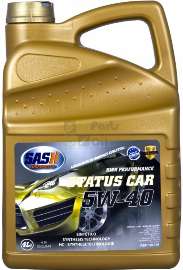 Моторное масло SASH STATUS CAR 5W-40 4л